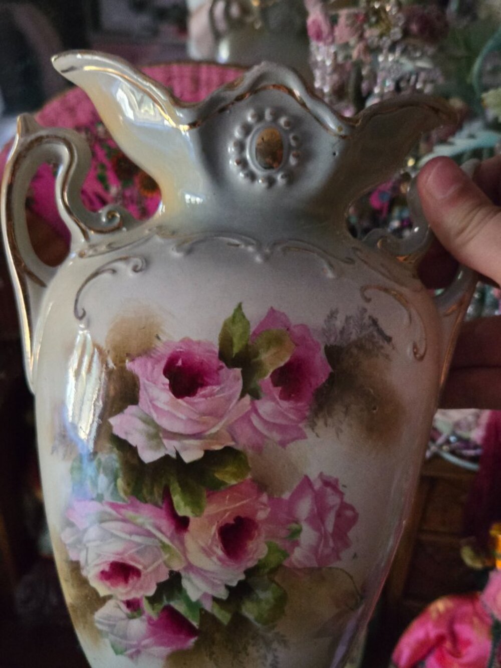 Vintage Rose Vase Romantic Cottagecore - Picture 3 of 8